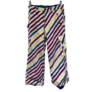 Burton Dry Ride Sugar & Spice Girl's Striped Snow Ski Winter Pants Sz L 10 12